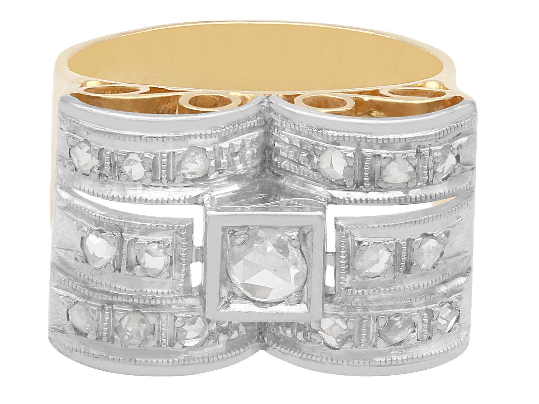 Vintage-Ring aus Diamant und Gelbgold im Art-déco-Stil (Rundschliff) im Angebot