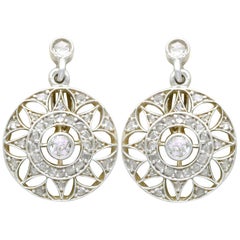 Diamond and Yellow Gold Drop Earrings Antique Circa 1905