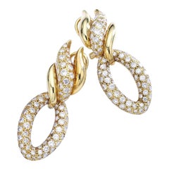 Diamond and Yellow Gold Ear Pendants 1970S