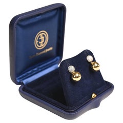 Diamond and Yellow Gold Earrings, 18K White Gold