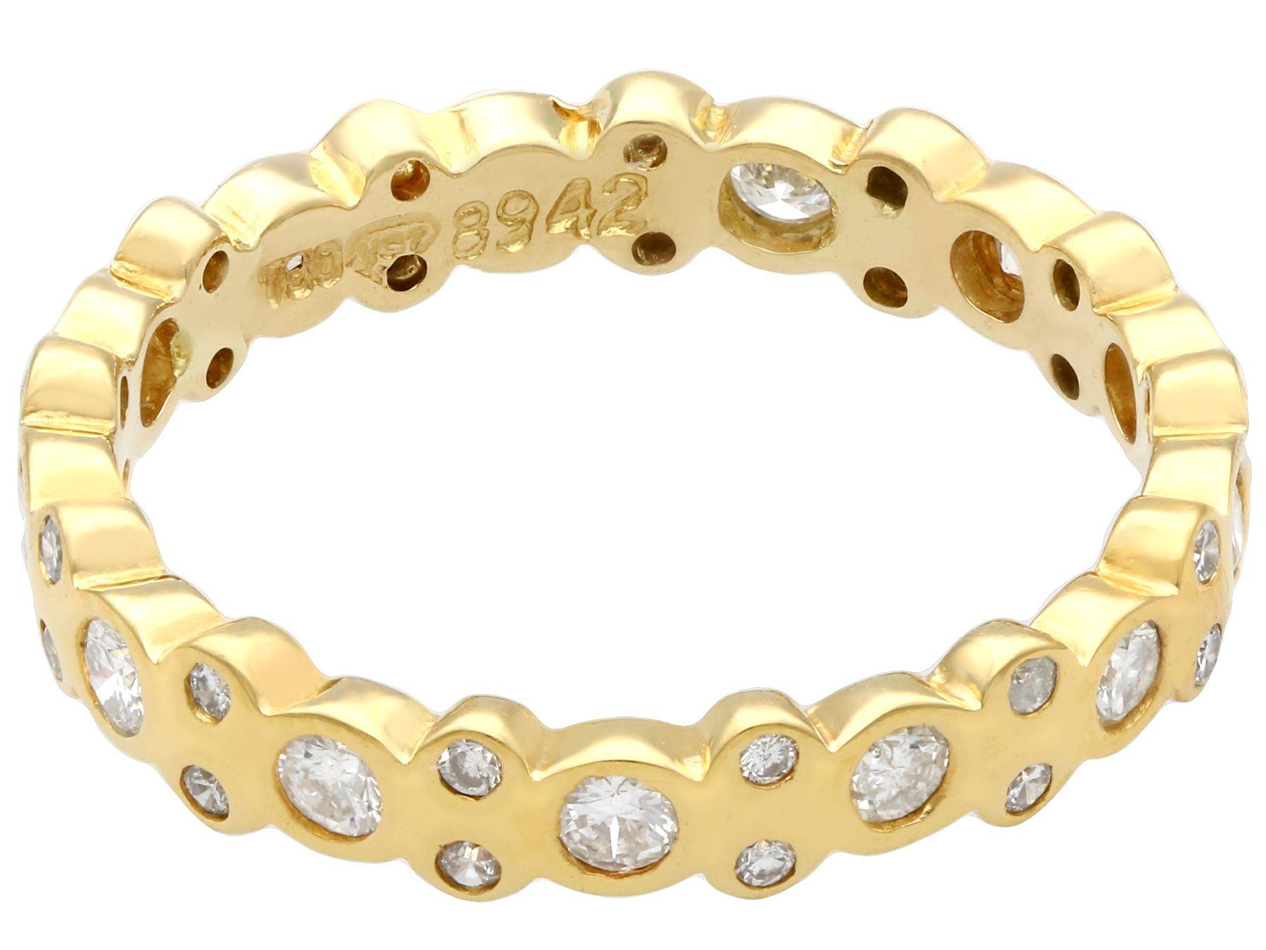 Verlobungsring, Vintage, Diamant und Gelbgold, Voll-Eternity Damen im Angebot