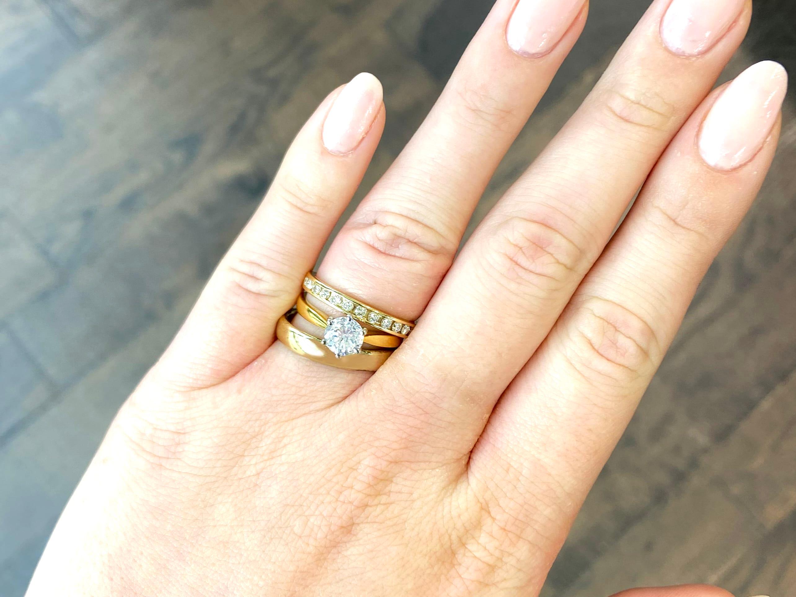 An impressive vintage 1990s 0.39 carat diamond and 14 karat yellow gold half eternity ring; part of our diverse diamond jewelry and estate jewelry collections.

This fine and impressive vintage eternity ring has been crafted in 14k yellow gold.

The