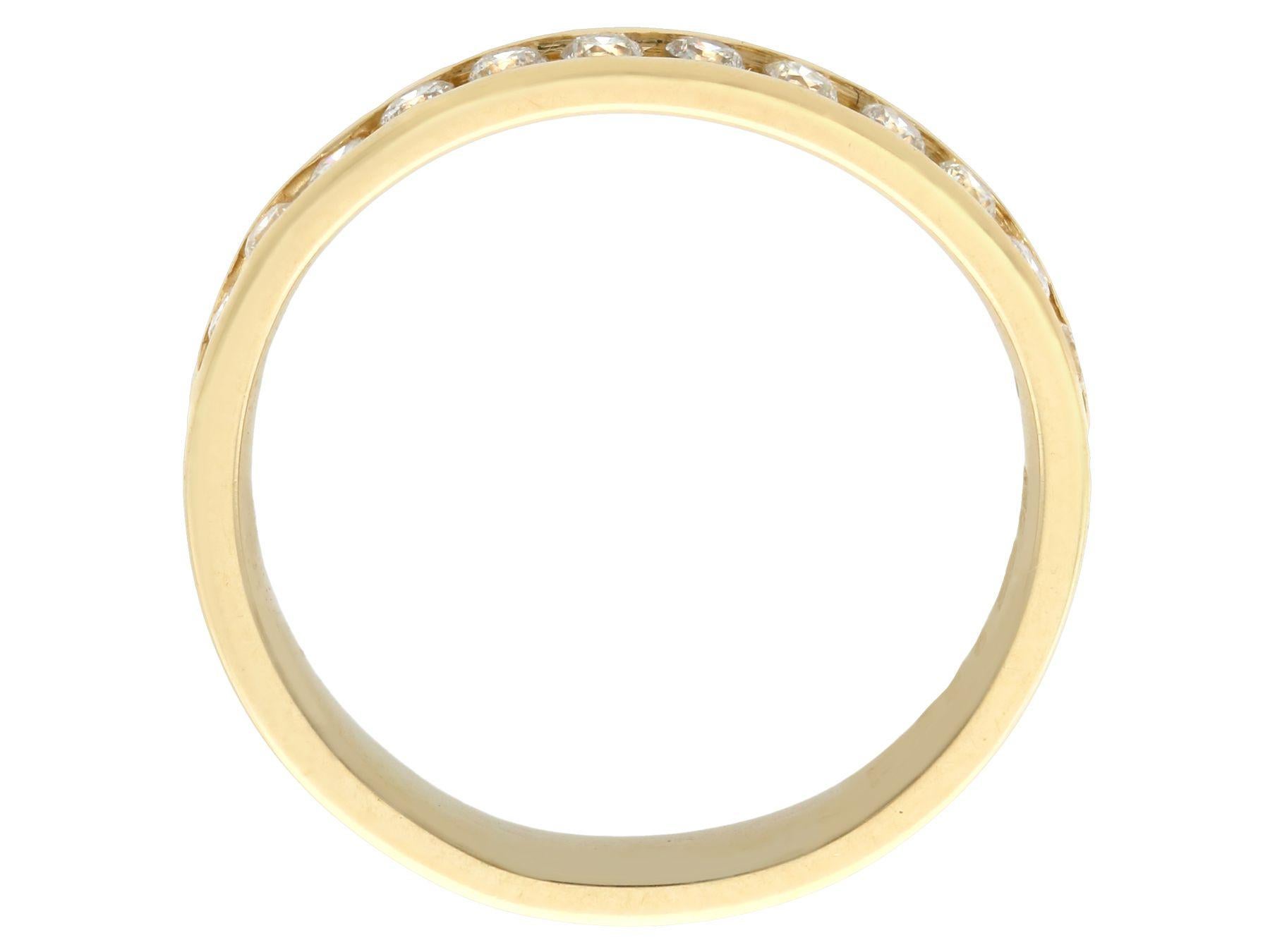 Round Cut Diamond and Yellow Gold Half Eternity Engagement Ring For Sale