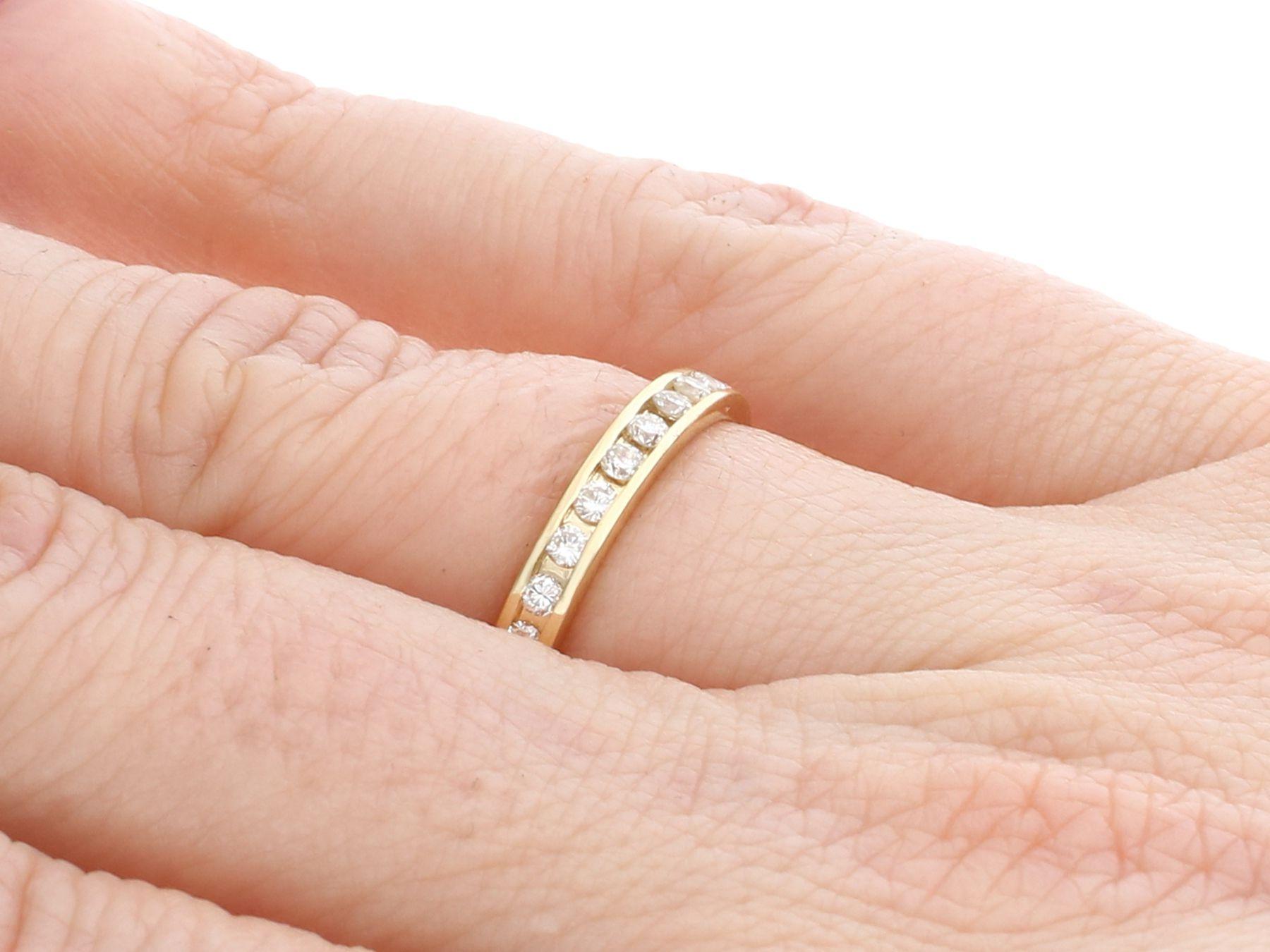 Women's or Men's Diamond and Yellow Gold Half Eternity Engagement Ring For Sale