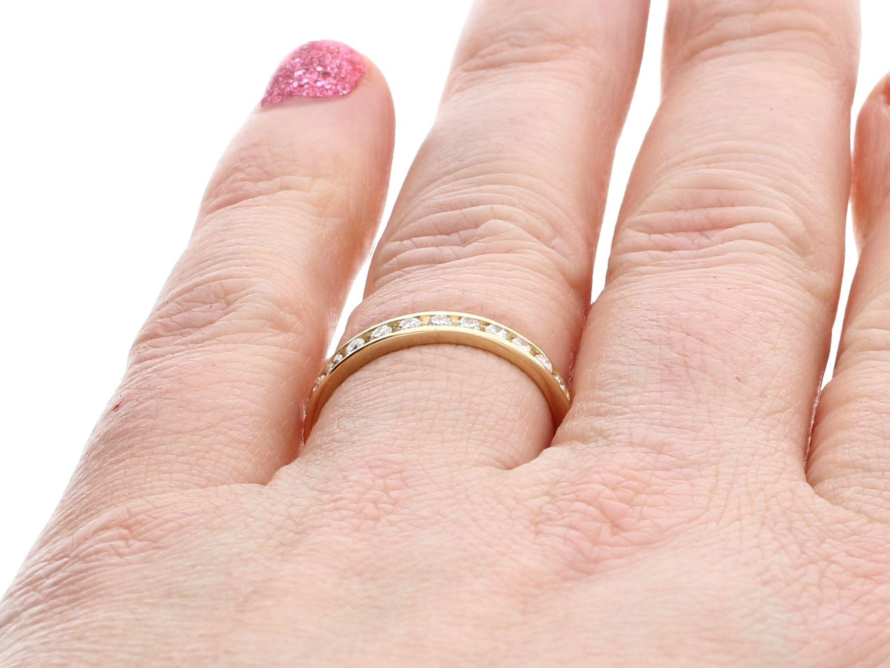 Diamond and Yellow Gold Half Eternity Engagement Ring For Sale 1