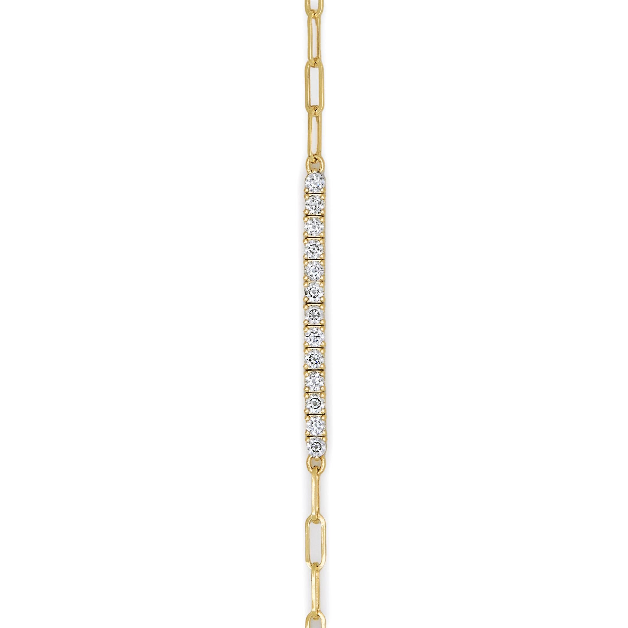 Kettenarmband aus Diamanten und Gelbgold mit Papierclips im Zustand „Neu“ im Angebot in New York, NY