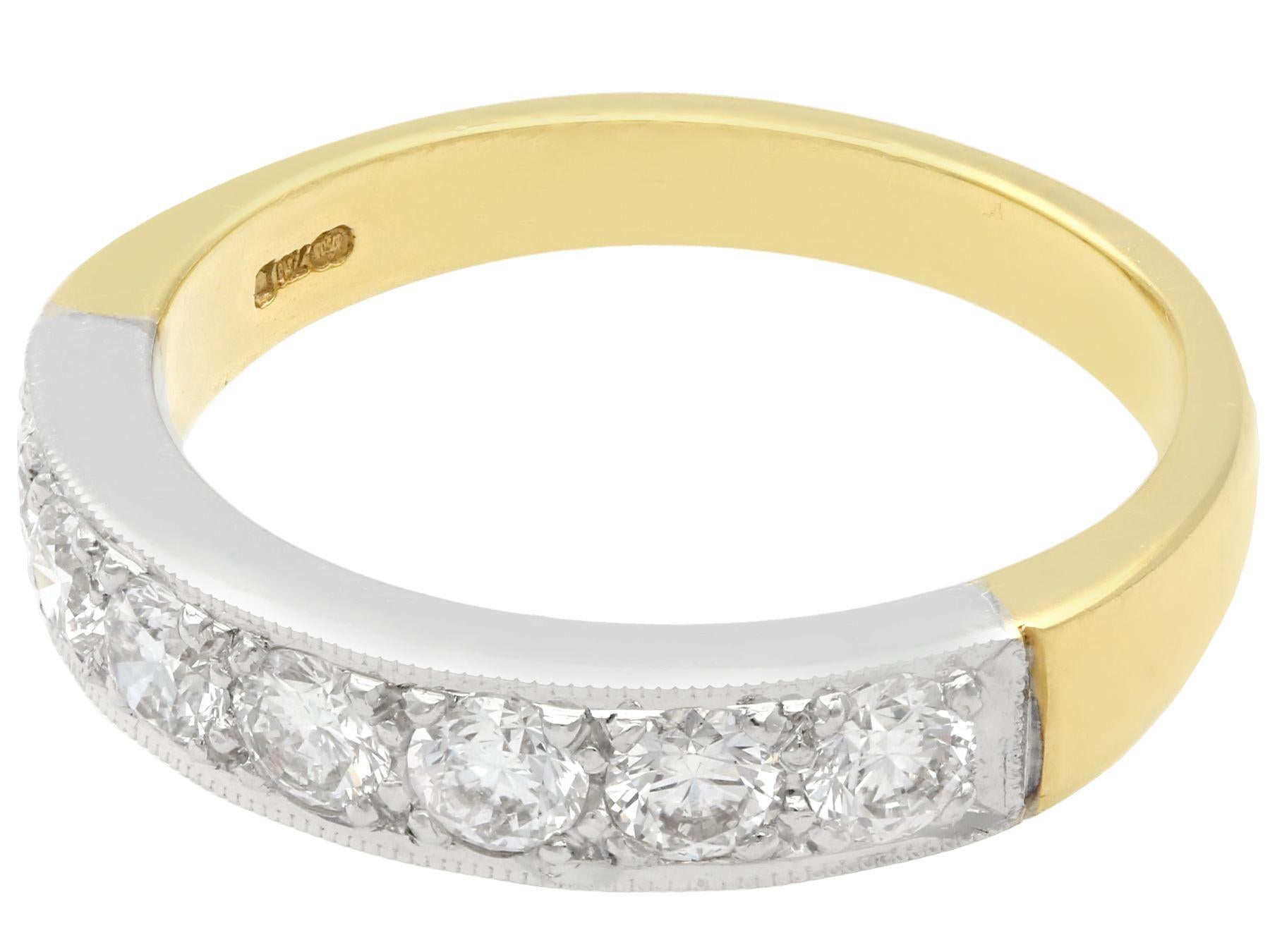 Contemporary Diamond and 18K Yellow Gold, Platinum Set Half Eternity Ring For Sale
