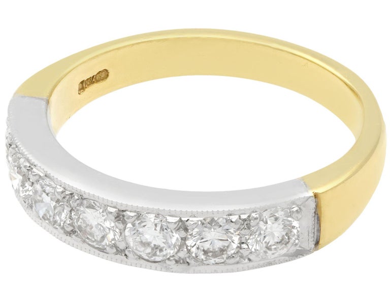 Diamond and Yellow Gold Platinum Set Half Eternity Ring For Sale (Free ...