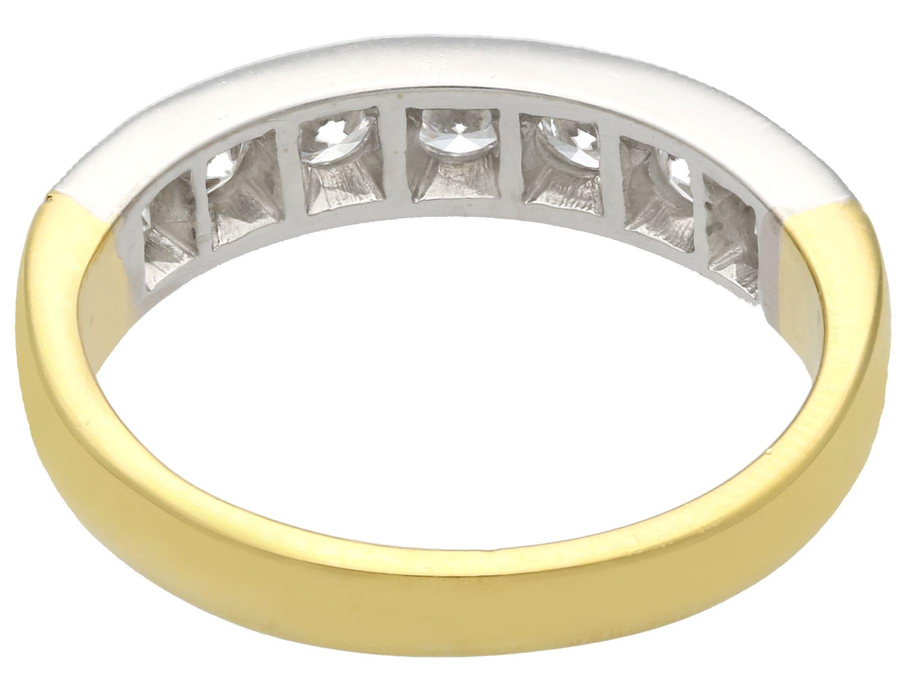 Round Cut Diamond and 18K Yellow Gold, Platinum Set Half Eternity Ring For Sale