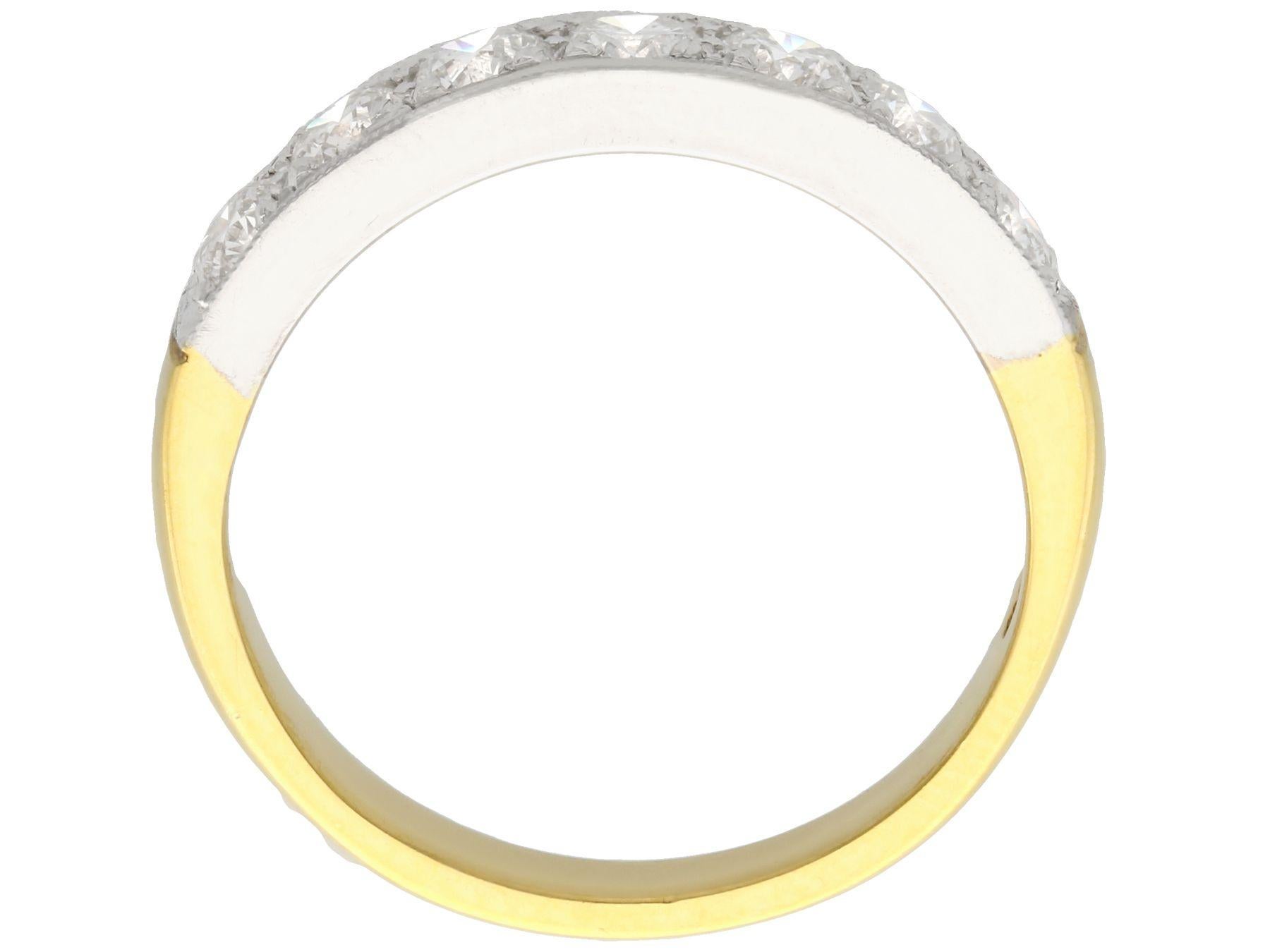 Diamond and 18K Yellow Gold, Platinum Set Half Eternity Ring In Excellent Condition For Sale In Jesmond, Newcastle Upon Tyne