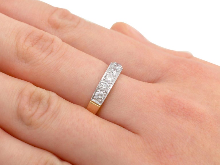Diamond and Yellow Gold Platinum Set Half Eternity Ring For Sale (Free ...