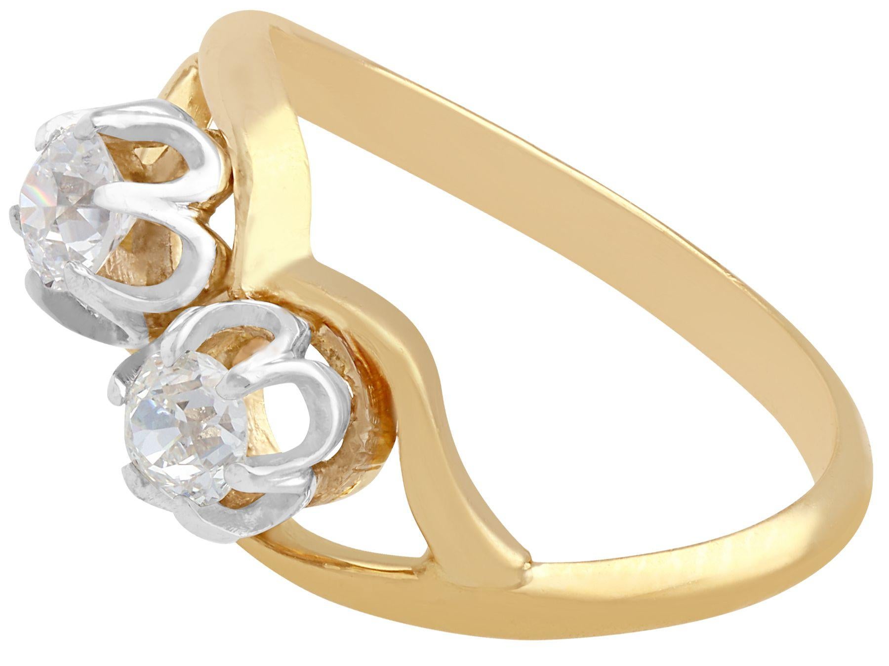 Diamant und Gelbgold Platin Set Twist Ring Damen im Angebot