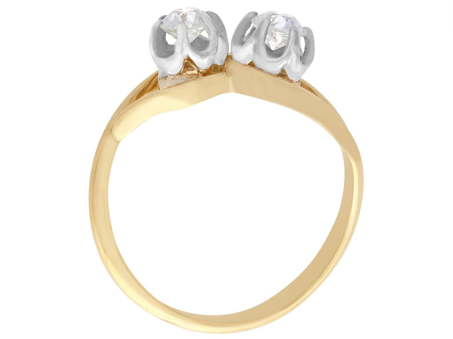 Women's Diamond and Yellow Gold Platinum Set Twist Ring For Sale