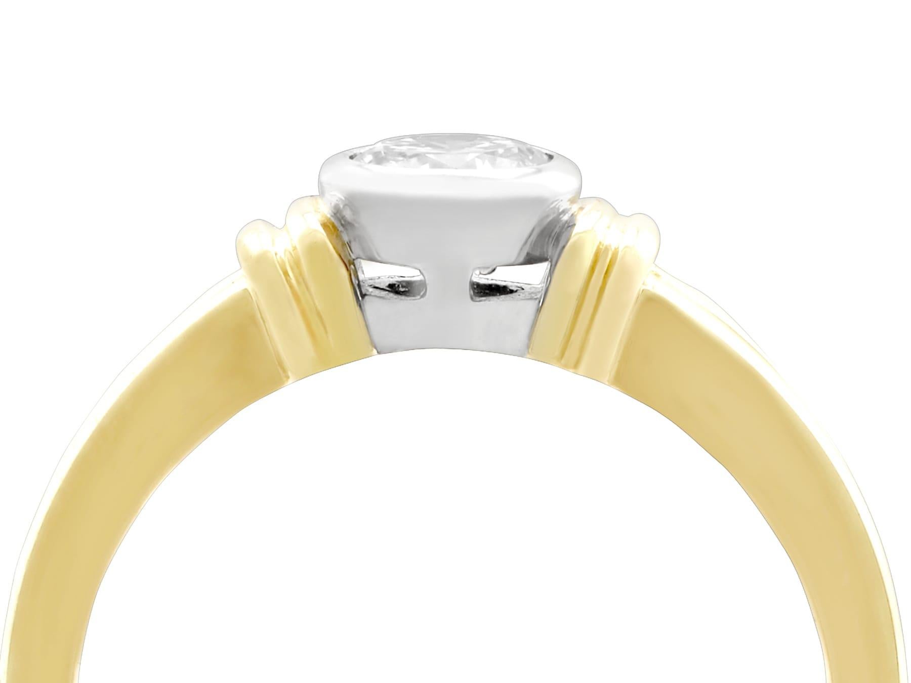 Contemporary Diamond and Yellow Gold Solitaire Engagement Ring For Sale