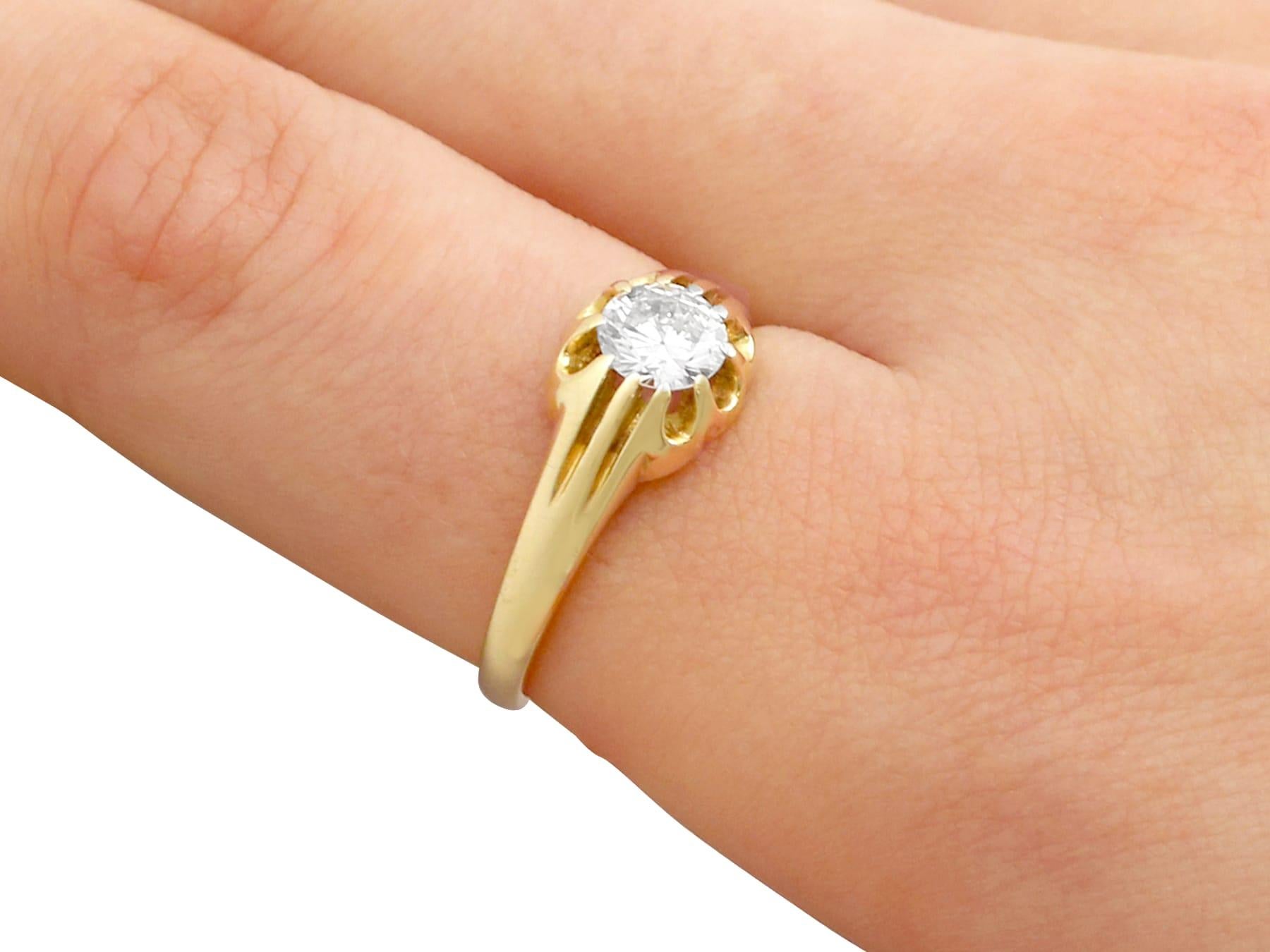 Diamond and Yellow Gold Solitaire Engagement Ring For Sale 3