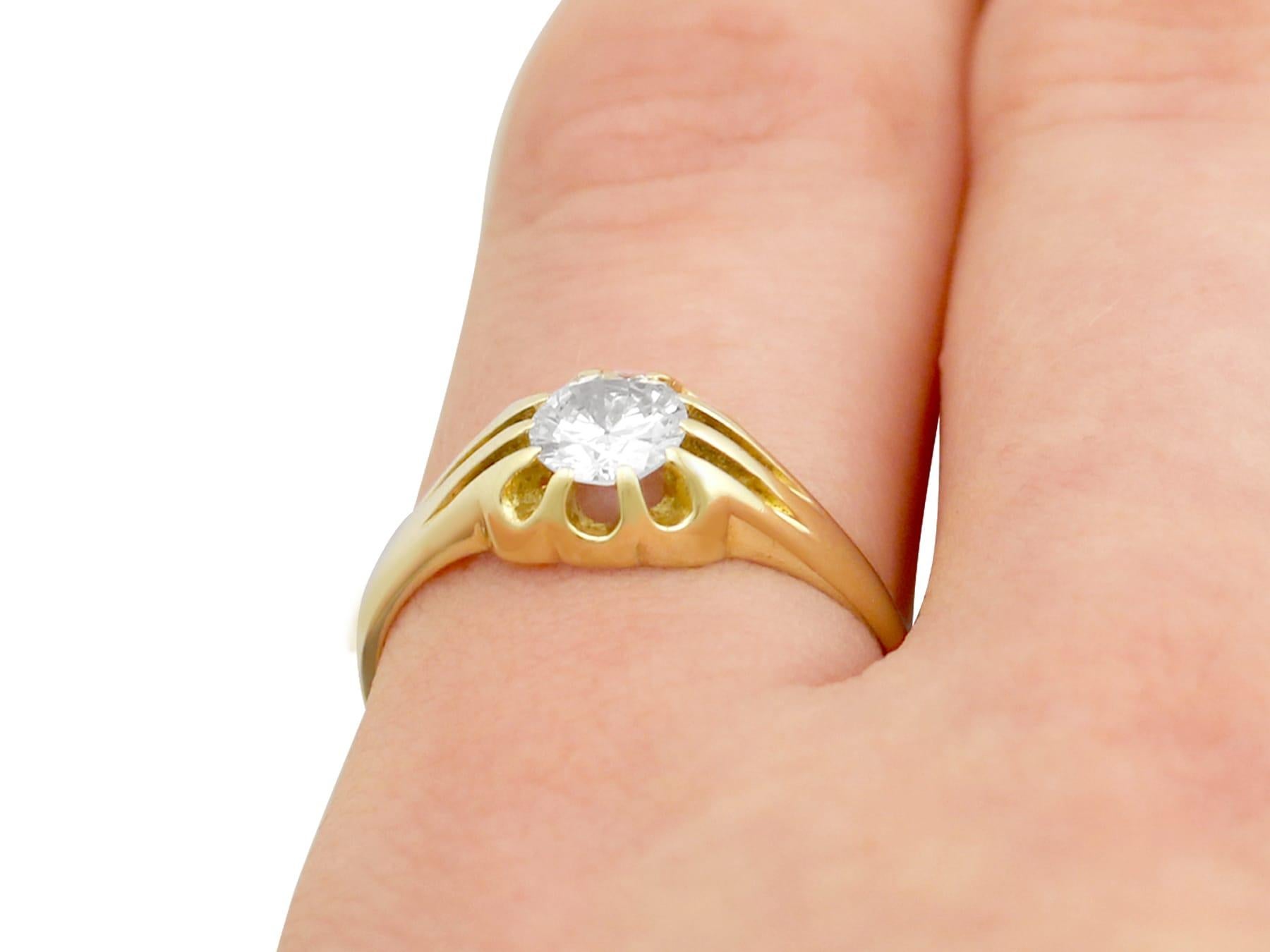 Diamond and Yellow Gold Solitaire Engagement Ring For Sale 4