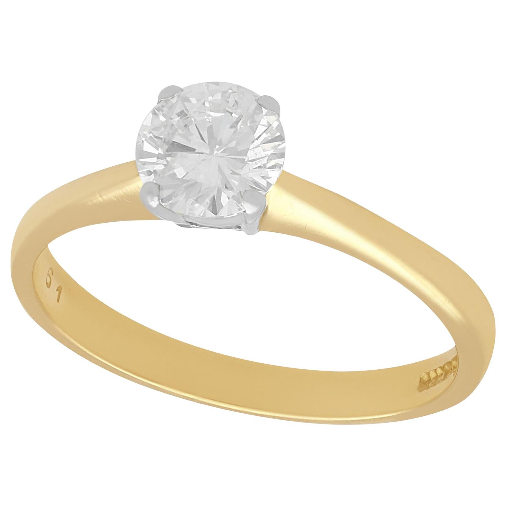 Ladies Solitaire Yellow Gold Diamond Engagement Ring For Sale at 1stDibs