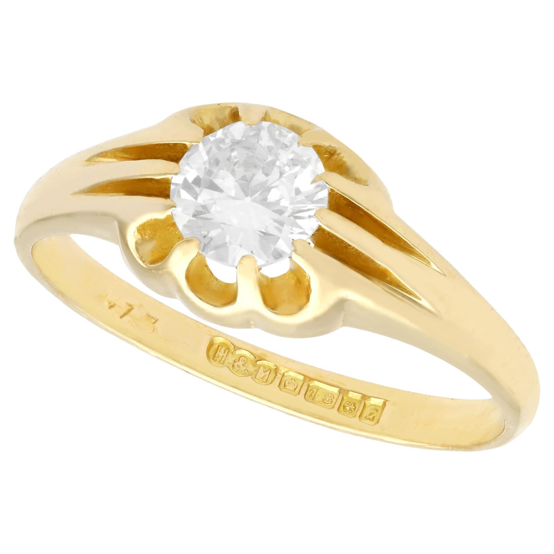 Bague de fiançailles solitaire en or jaune et diamant en vente