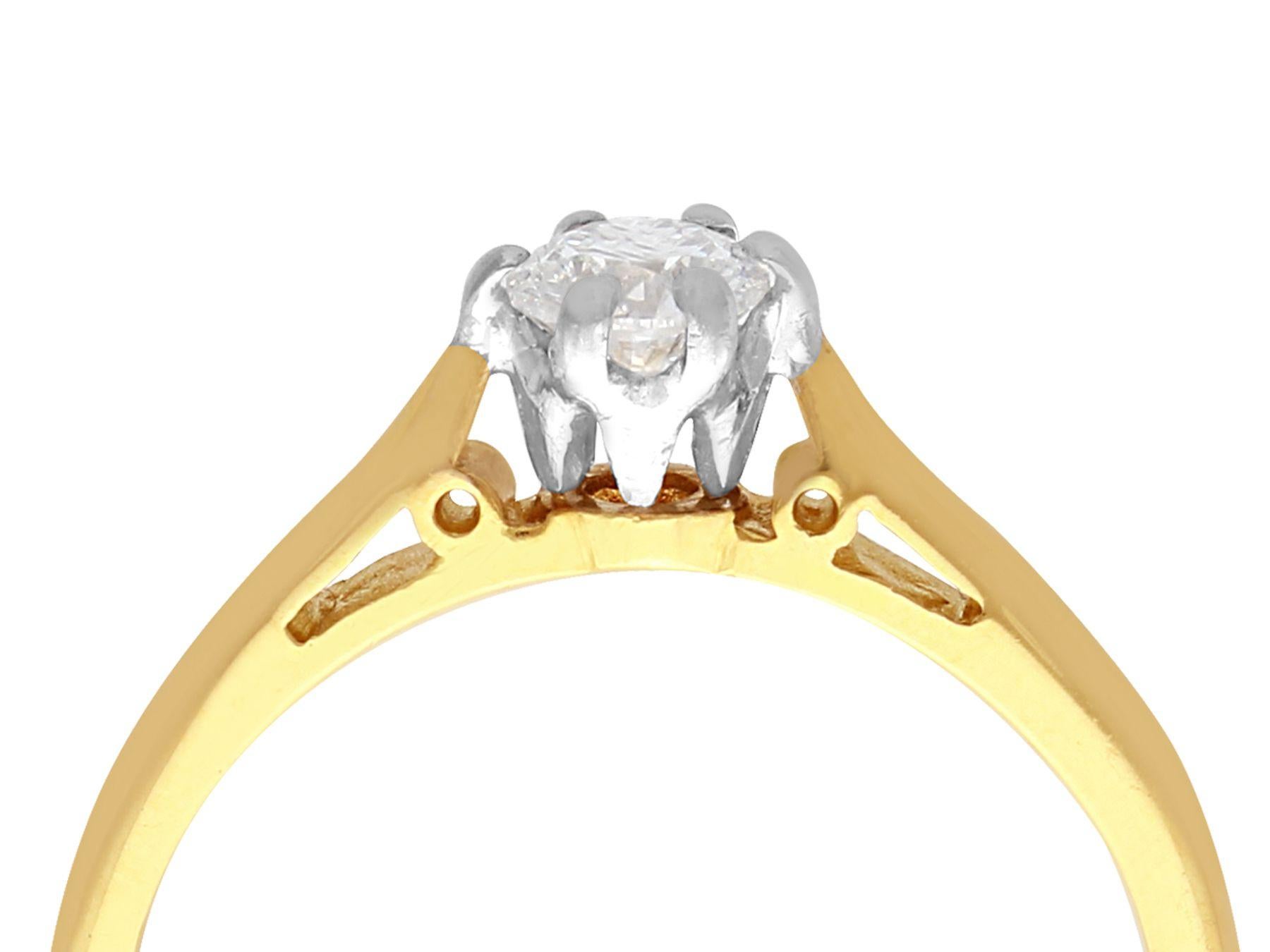 Round Cut Contemporary Diamond and Yellow Gold Solitaire Ring For Sale