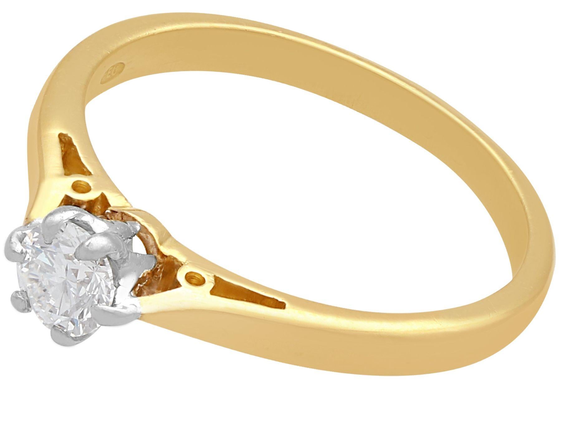 Women's Contemporary Diamond and Yellow Gold Solitaire Ring For Sale