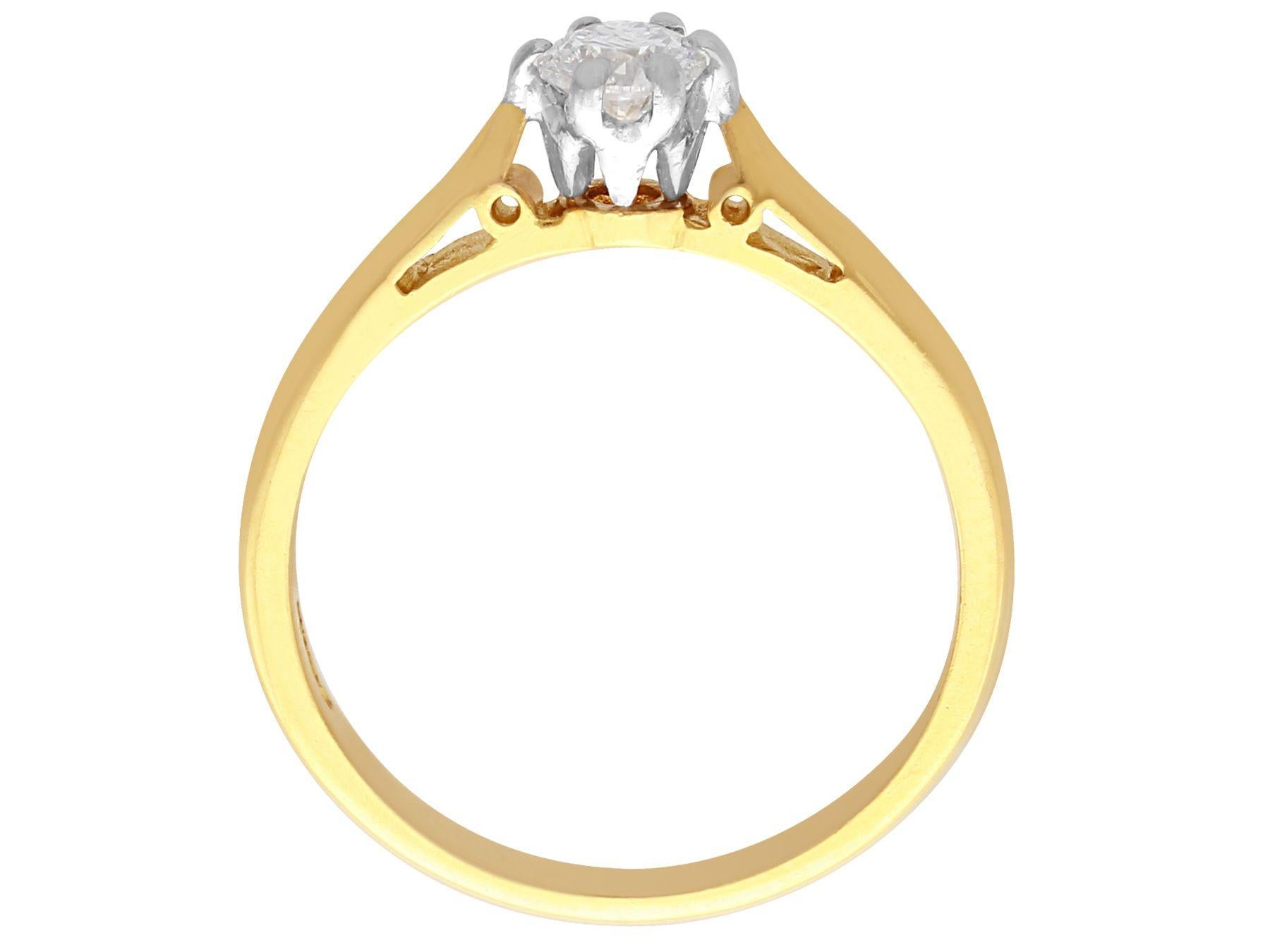 Bague solitaire contemporaine en or jaune et diamant en vente 2