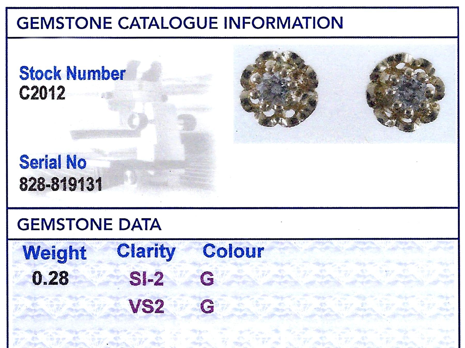 Diamond and Yellow Gold Stud Earrings For Sale 2