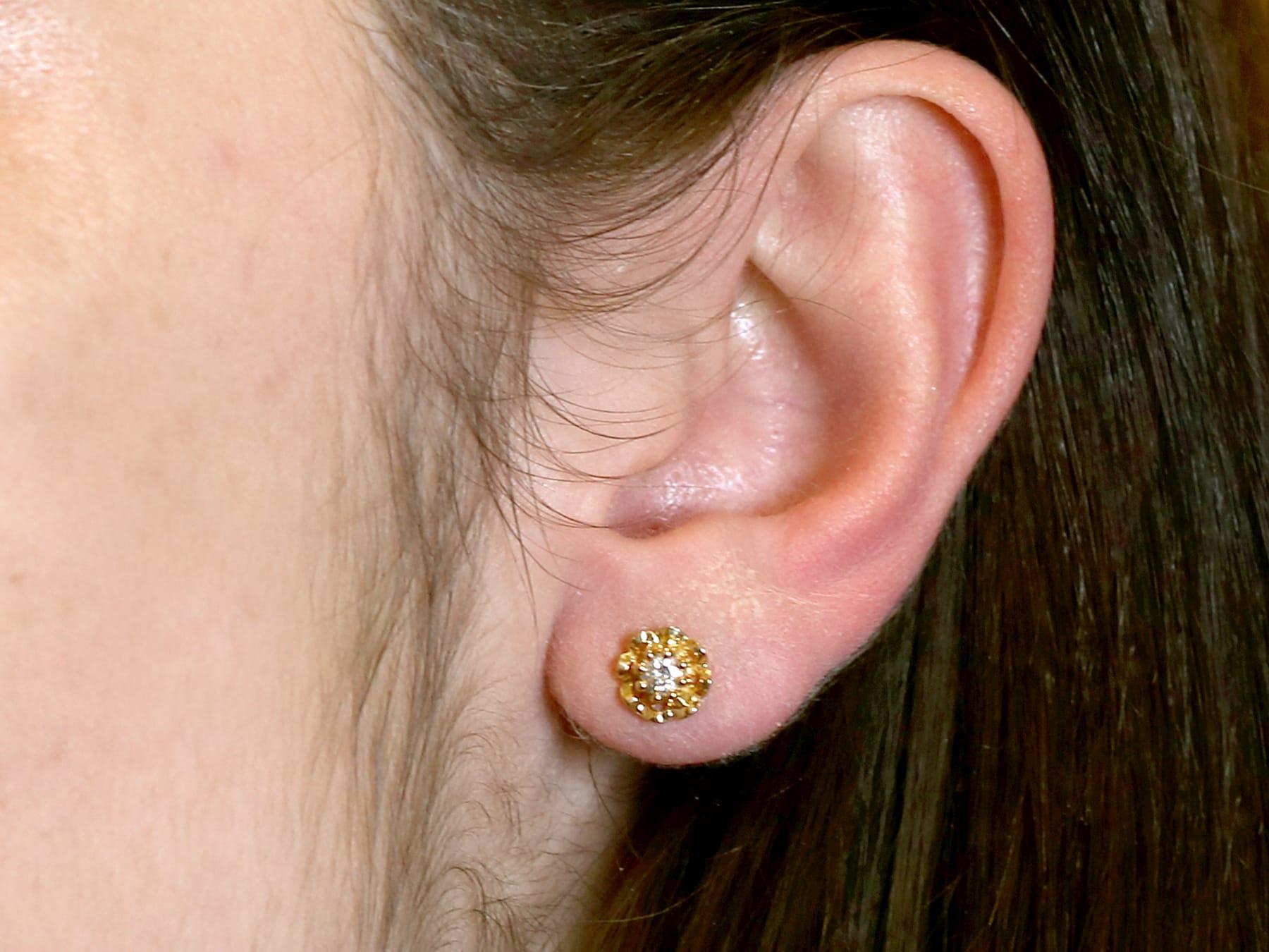 Diamond and Yellow Gold Stud Earrings For Sale 3