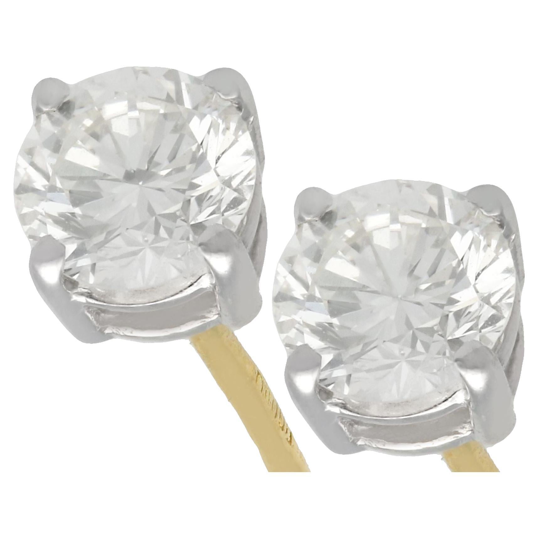 Diamond Gold Stud Earrings For Sale at 1stDibs