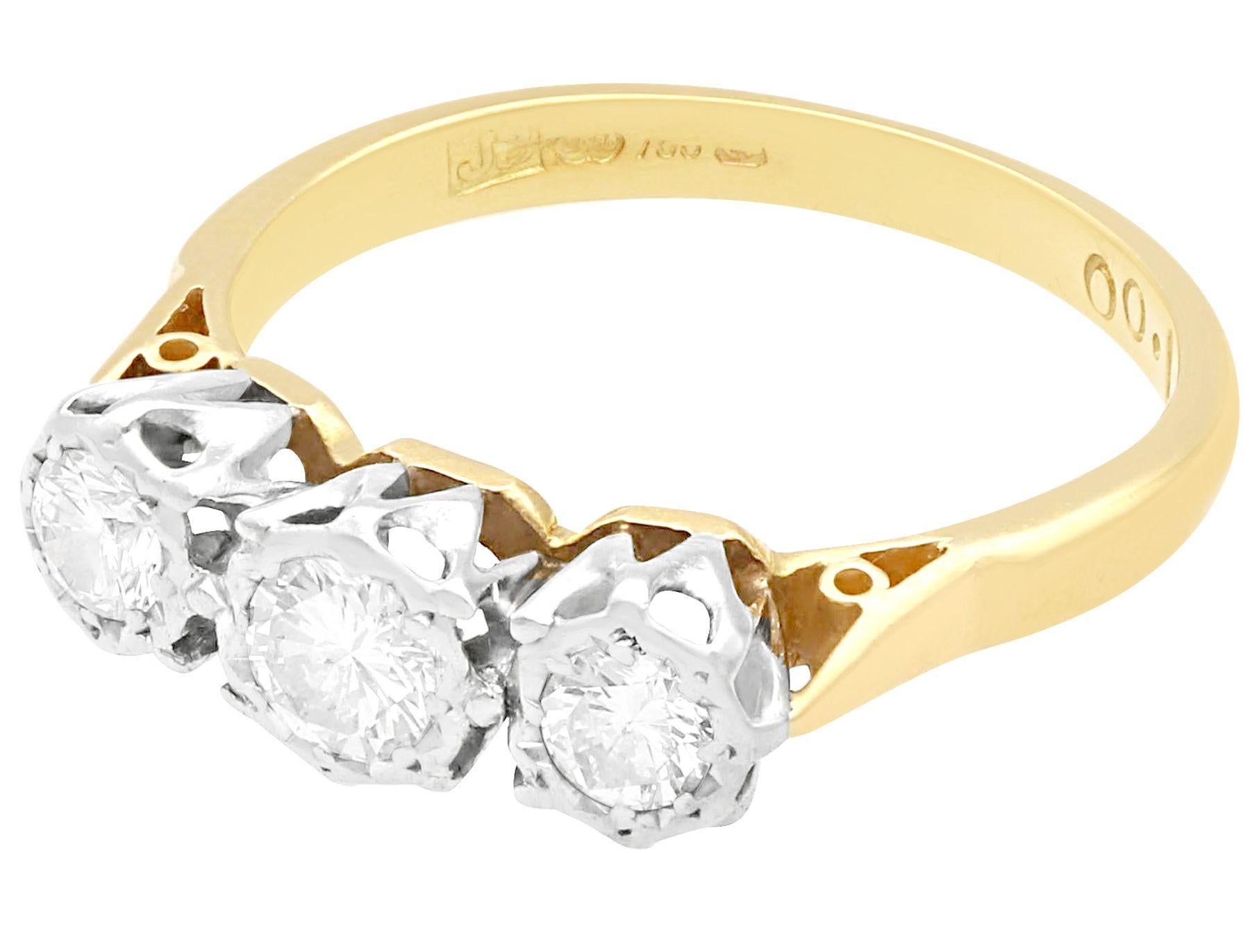 trilogy engagement ring yellow gold
