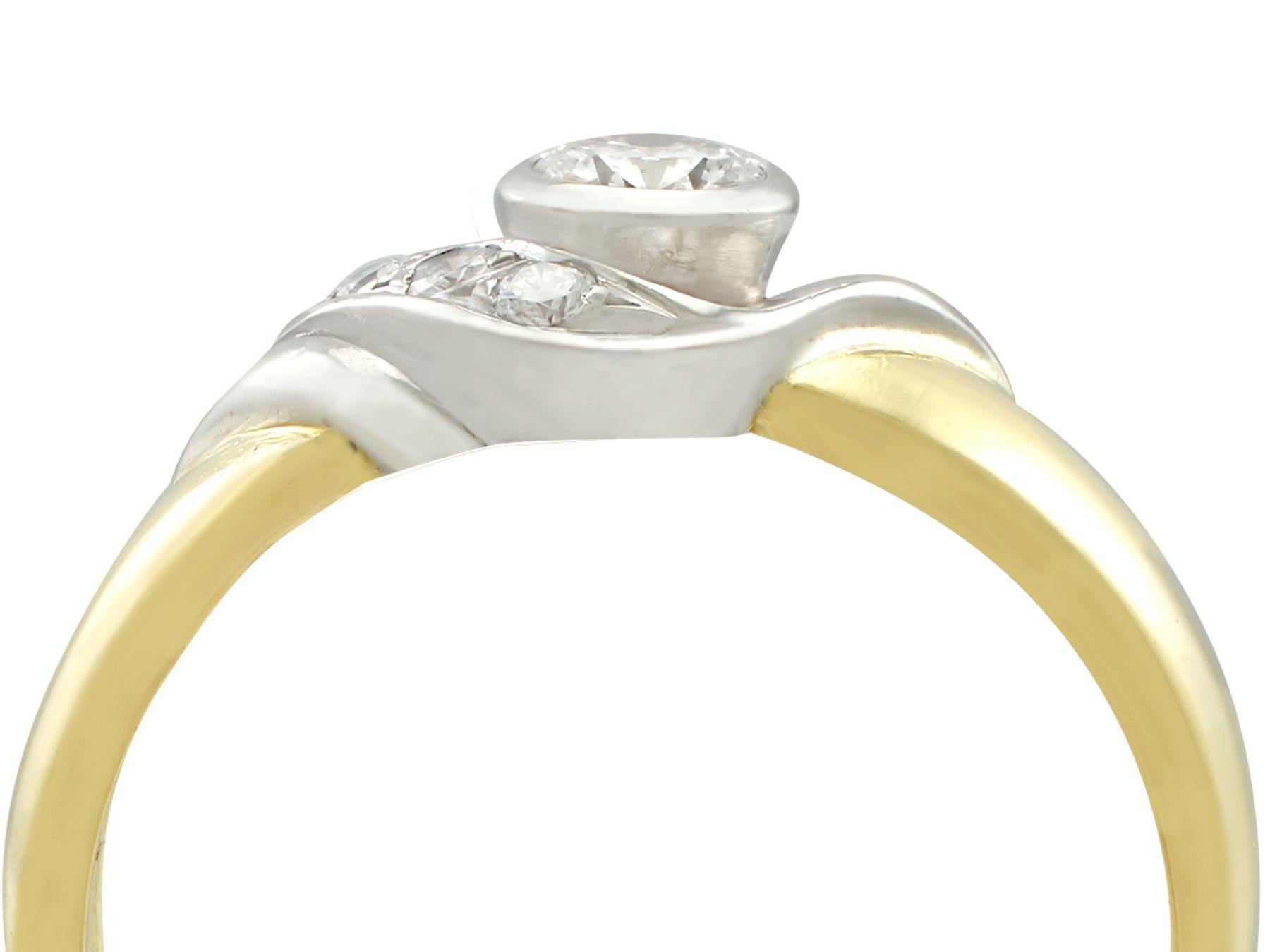 white and yellow gold twist ring