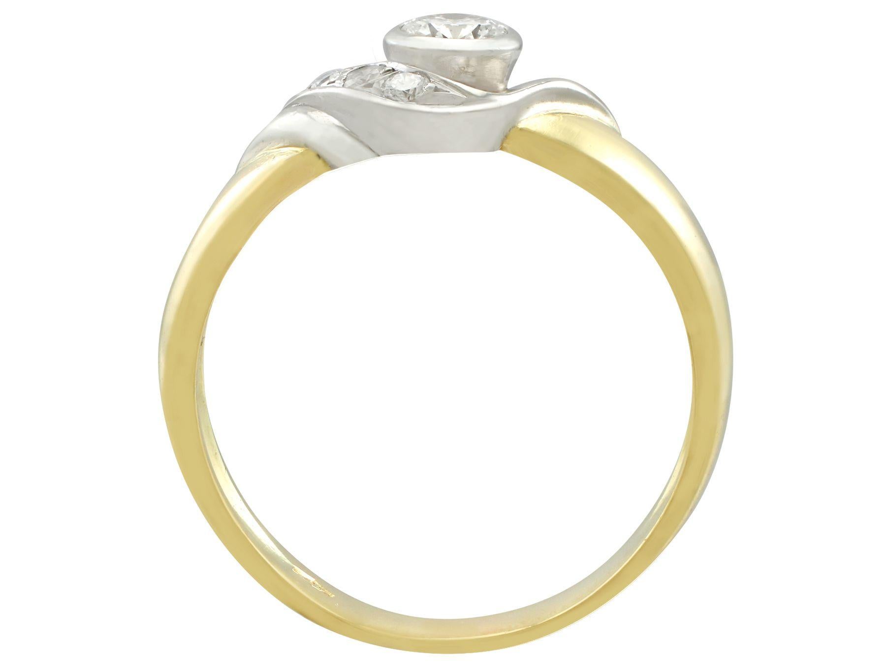 Women's Vintage Diamond and Yellow Gold Twist Ring For Sale