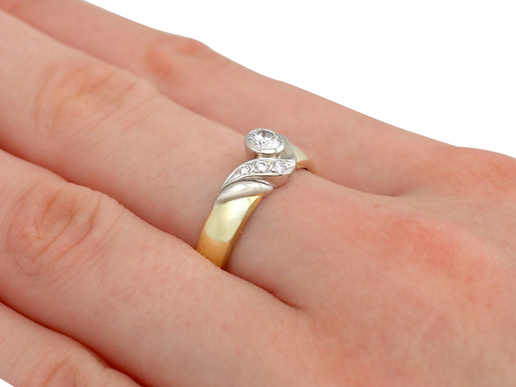 Vintage Diamond and Yellow Gold Twist Engagement Ring For Sale 1