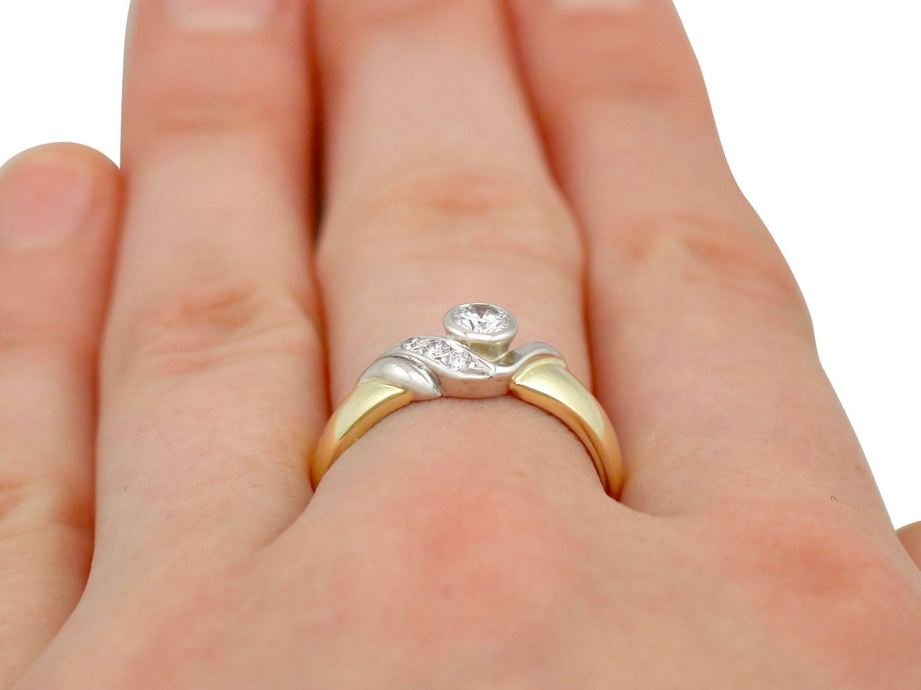 Vintage Diamond and Yellow Gold Twist Engagement Ring For Sale 2