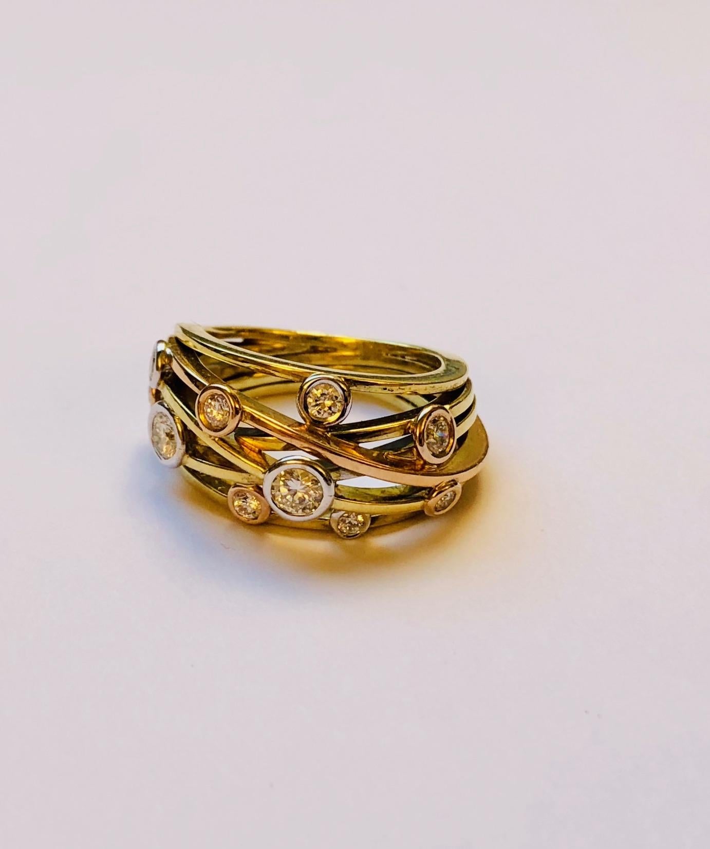 Contemporary Diamond and Yellow Gold Van der Veken Varens Ring For Sale