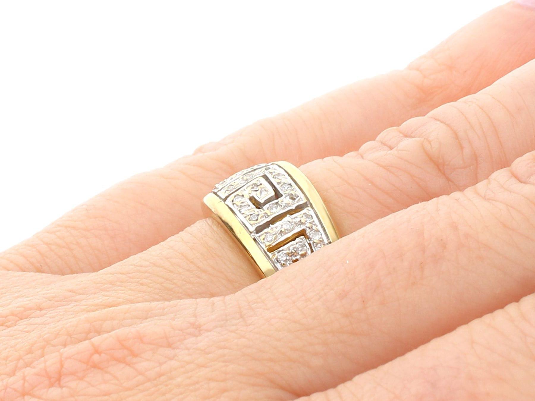 Women's or Men's Diamond and Yellow Gold with White Gold Set Cocktail Ring For Sale