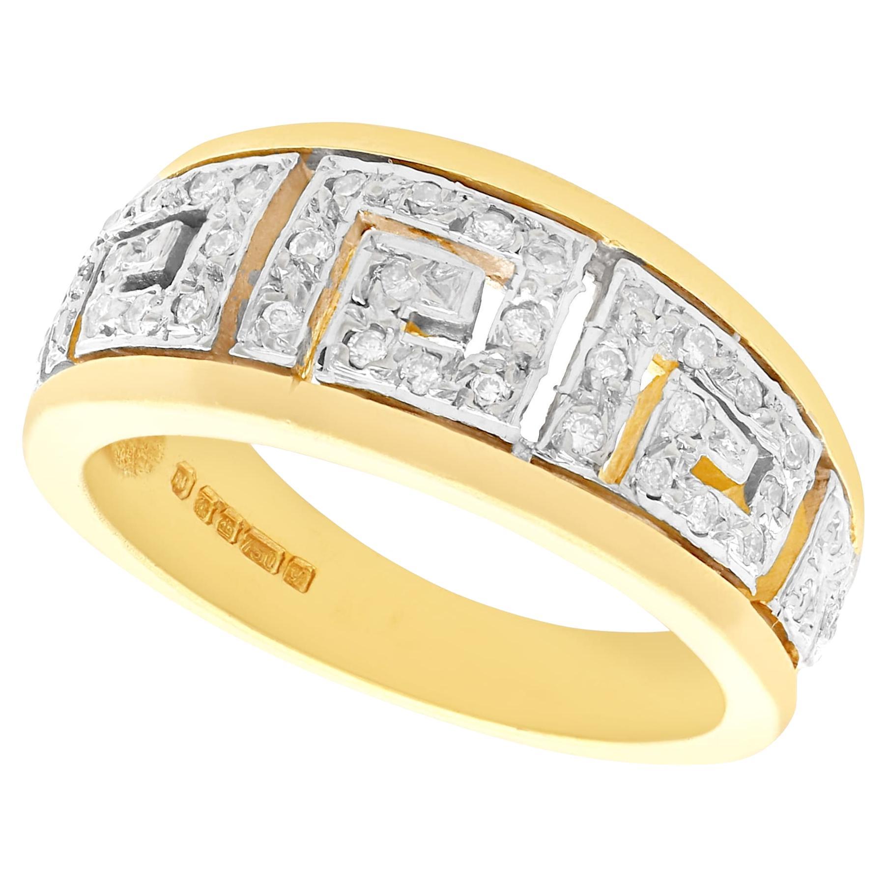 Diamond and Yellow Gold with White Gold Set Cocktail Ring For Sale