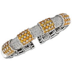 Diamond and Yellow Sapphire Bangle Bracelet