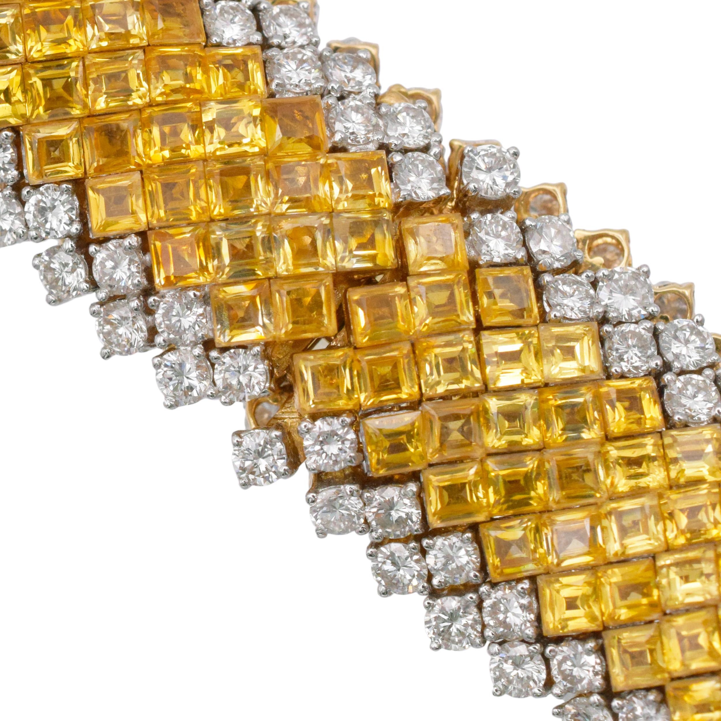 Women's Diamond and Yellow Sapphire Bracelet For Sale