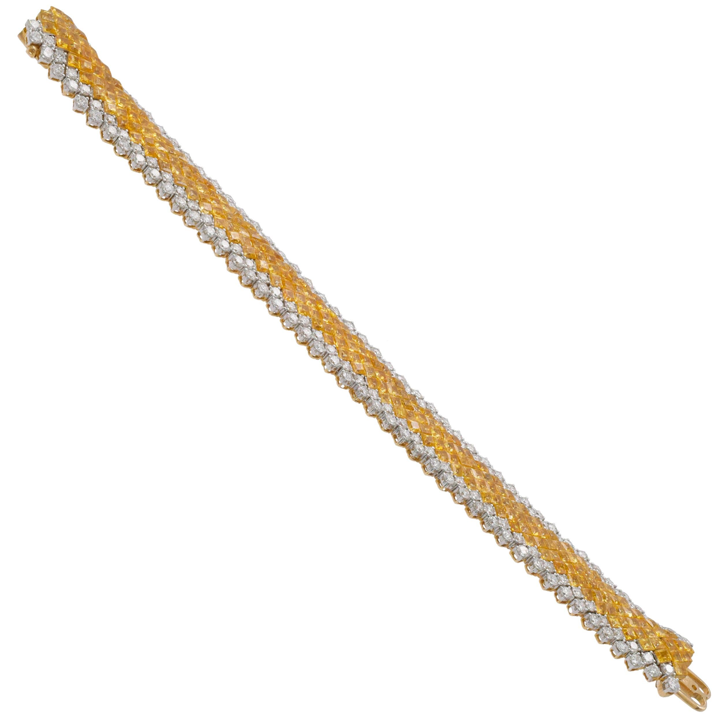 Diamond and Yellow Sapphire Bracelet For Sale 3