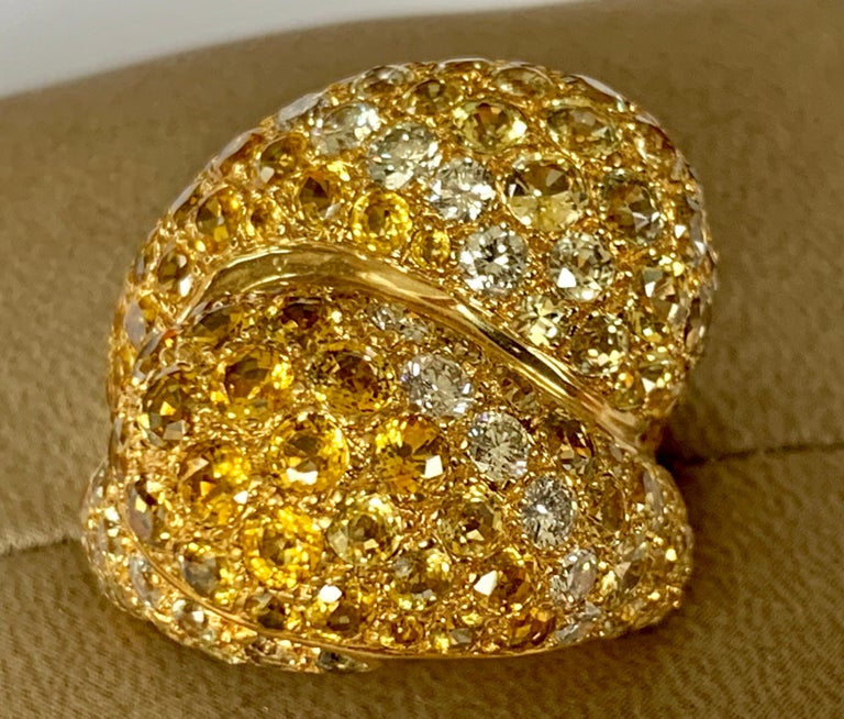 Diamond and Yellow Sapphire Crossover Ring by Sabbadini Milano For Sale ...