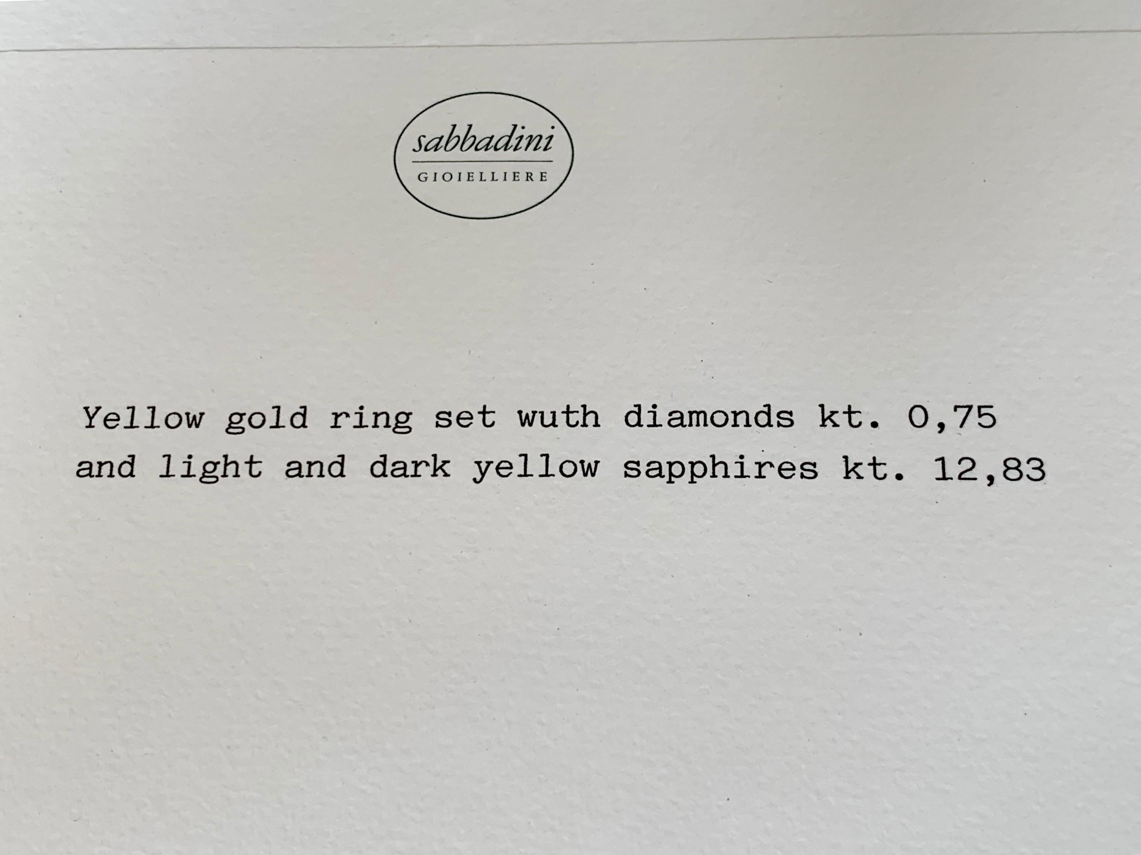 Diamond and Yellow Sapphire Crossover Ring by Sabbadini Milano In Good Condition For Sale In Zurich, Zollstrasse