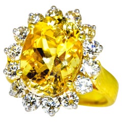 Diamond and Yellow Sapphire Hand-Made Fine 18K Ring