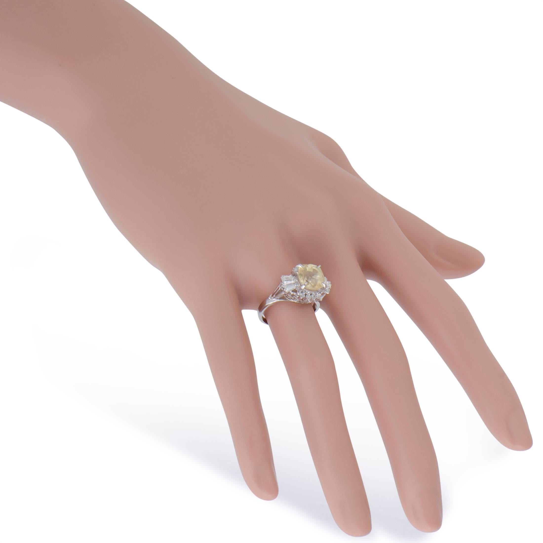 Women's Diamond and Yellow Sapphire Platinum Ring