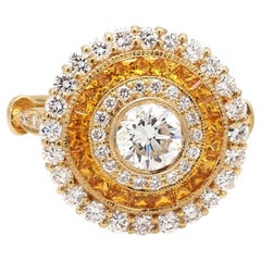 Diamond and Yellow Sapphire Ring with Round Brilliants