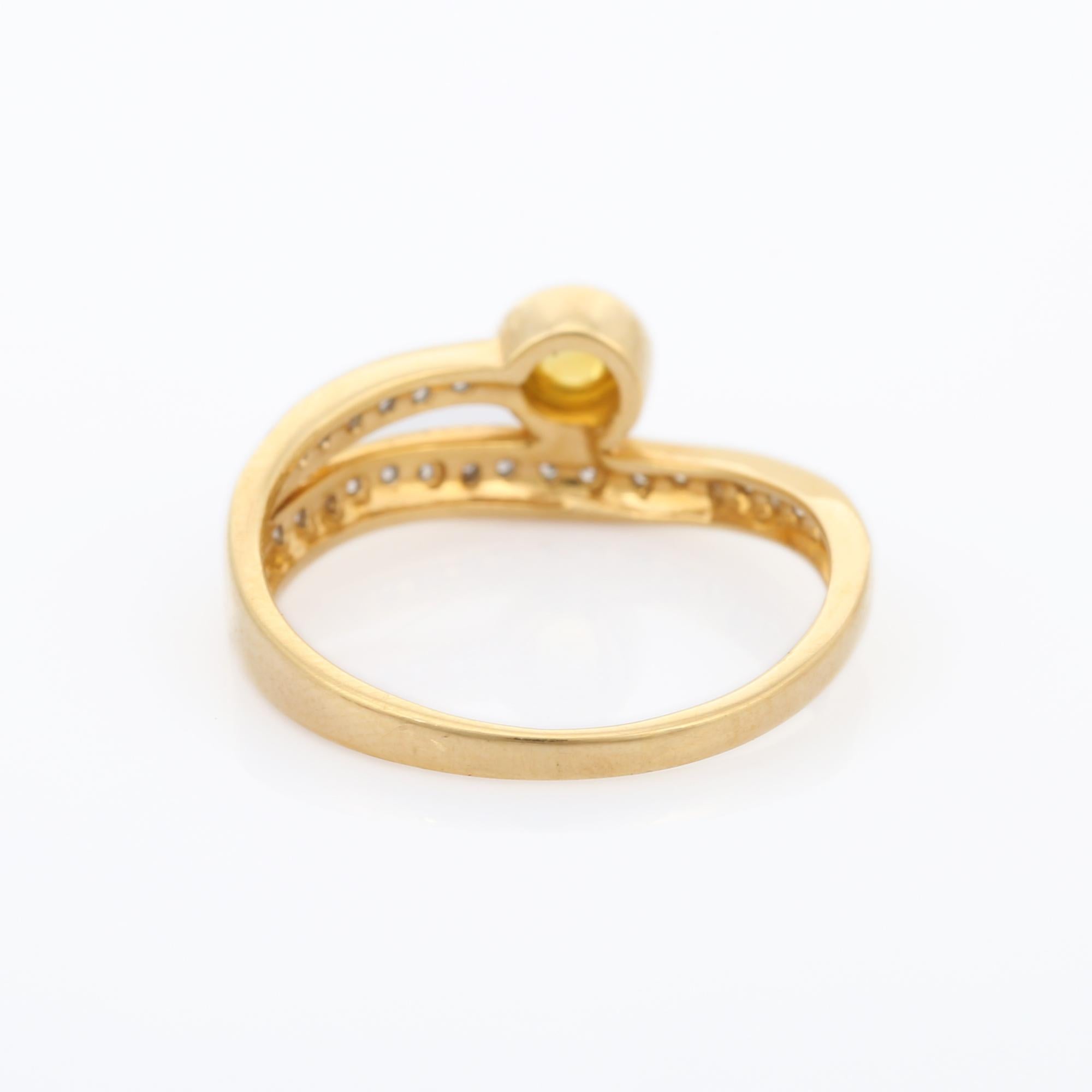 For Sale:  Diamond and Yellow Sapphire Stackable Band Ring in 18k Solid Yellow Gold 4