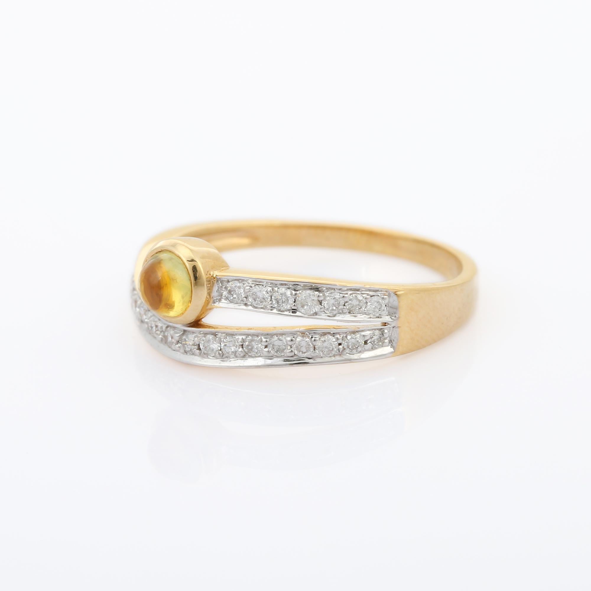 For Sale:  Diamond and Yellow Sapphire Stackable Band Ring in 18k Solid Yellow Gold 6