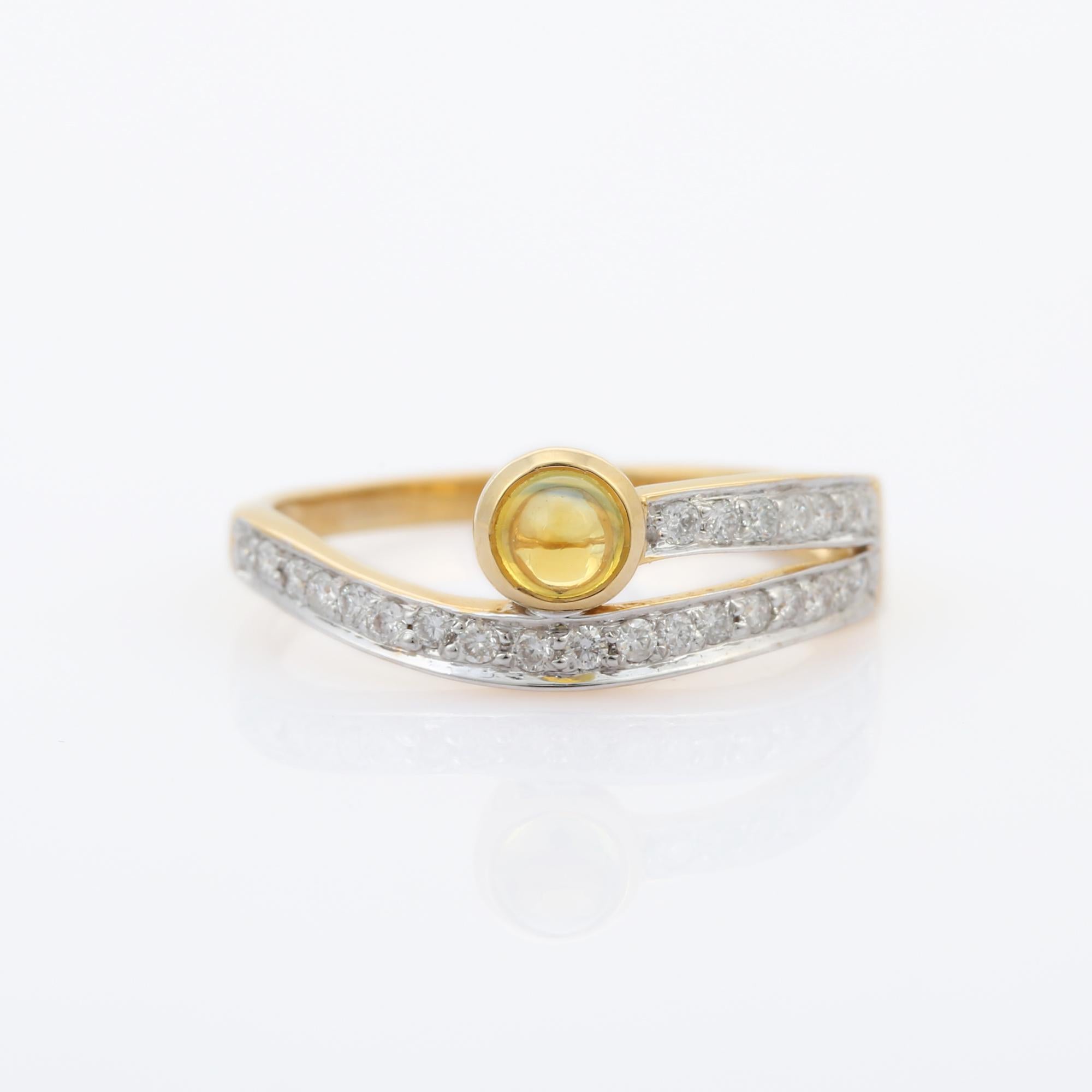 For Sale:  Diamond and Yellow Sapphire Stackable Band Ring in 18k Solid Yellow Gold 8