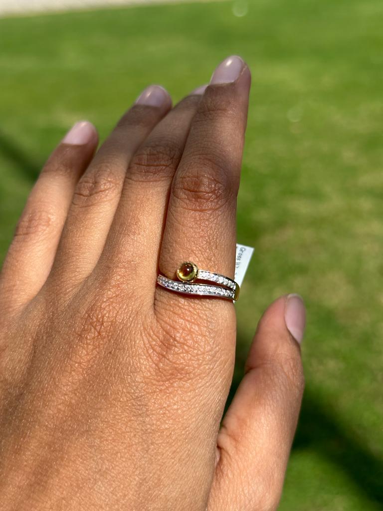 For Sale:  Diamond and Yellow Sapphire Stackable Band Ring in 18k Solid Yellow Gold 5