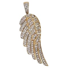 Diamond Angel Wing Pendant in 14k Yellow Gold, 1.96 TCW