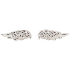 Clous d'oreilles ailes d'ange en or 14 carats et diamants